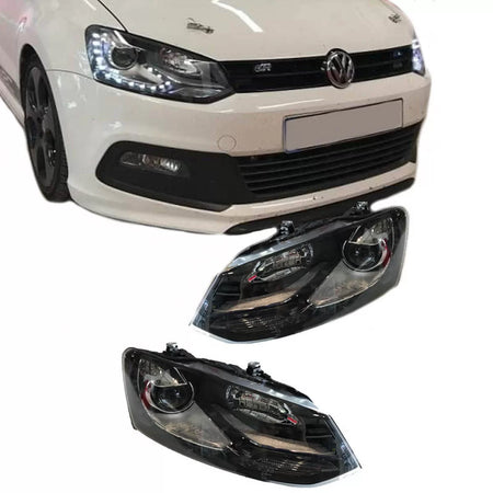 Fari Anteriori con Motore DRL GTI R-look Nero/argento H7 per VW Polo 6r/6c 09-17