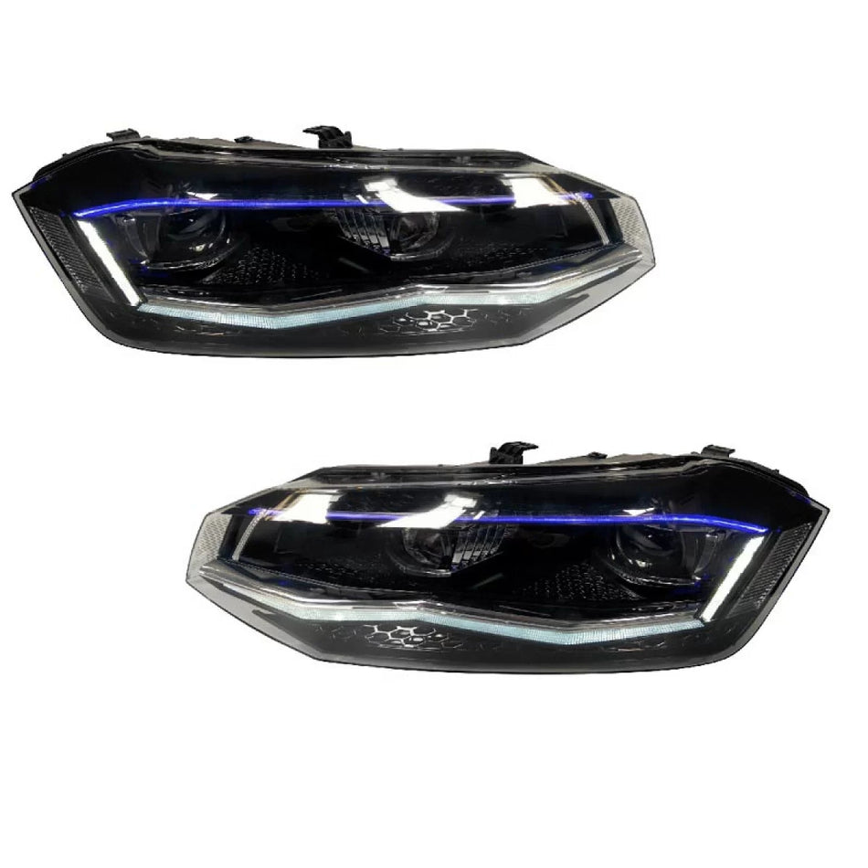 Fari Anteriori con DRL LED Tubo GTI Look Nero Argento Xenon con Motor Carrier