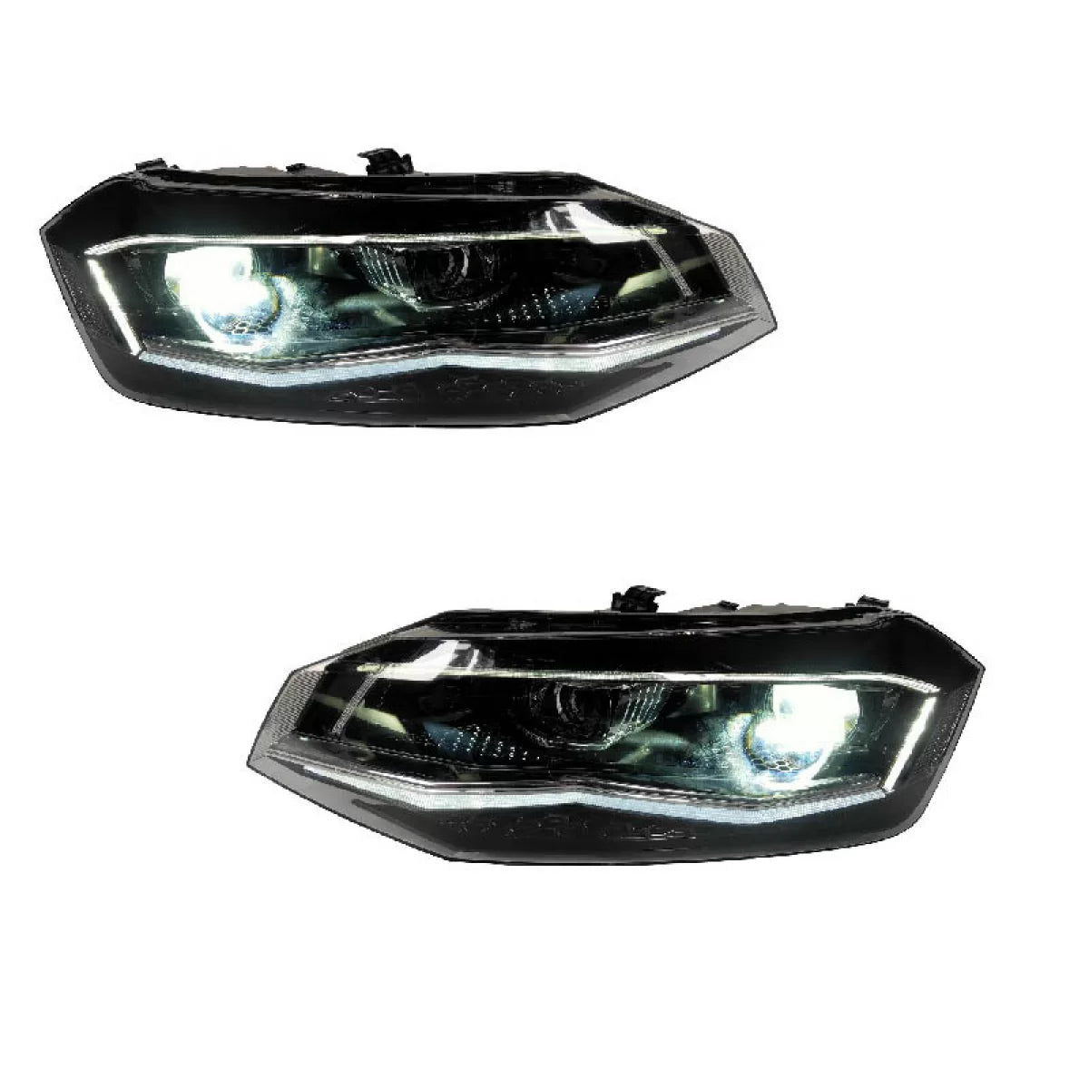 Fari Anteriori con DRL LED Tubo GTI Look Nero Argento Xenon con Motor Carrier