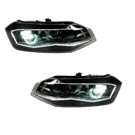 Fari Anteriori con DRL LED Tubo GTI Look Nero Argento Xenon con Motor Carrier