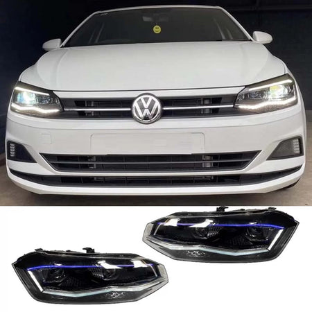 Fari Anteriori con DRL LED Tubo GTI Look Nero Argento Xenon con Motor Carrier