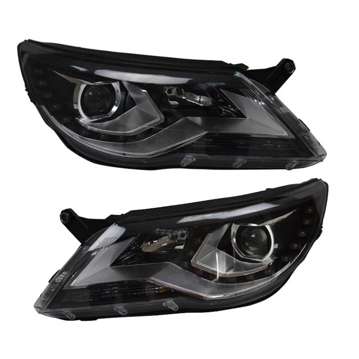 Fari Anteriori con DRL Neri H7 per Volkswagen Tiguan MK1 07-11