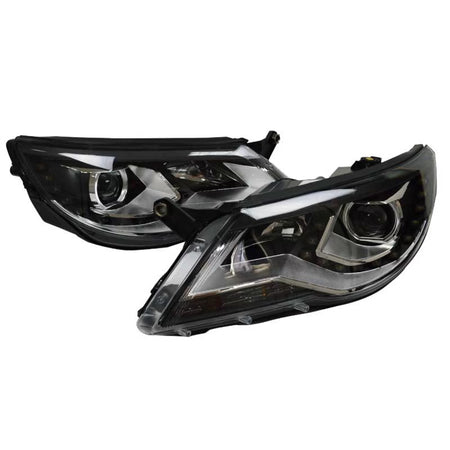 Fari Anteriori con DRL Neri H7 per Volkswagen Tiguan MK1 07-11