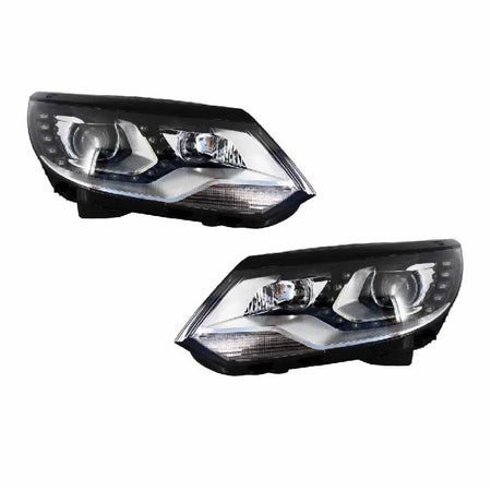 Fari Anteriori con Luci Diurne Neri H7/h7 con Motore per VW Tiguan MK1 11-15