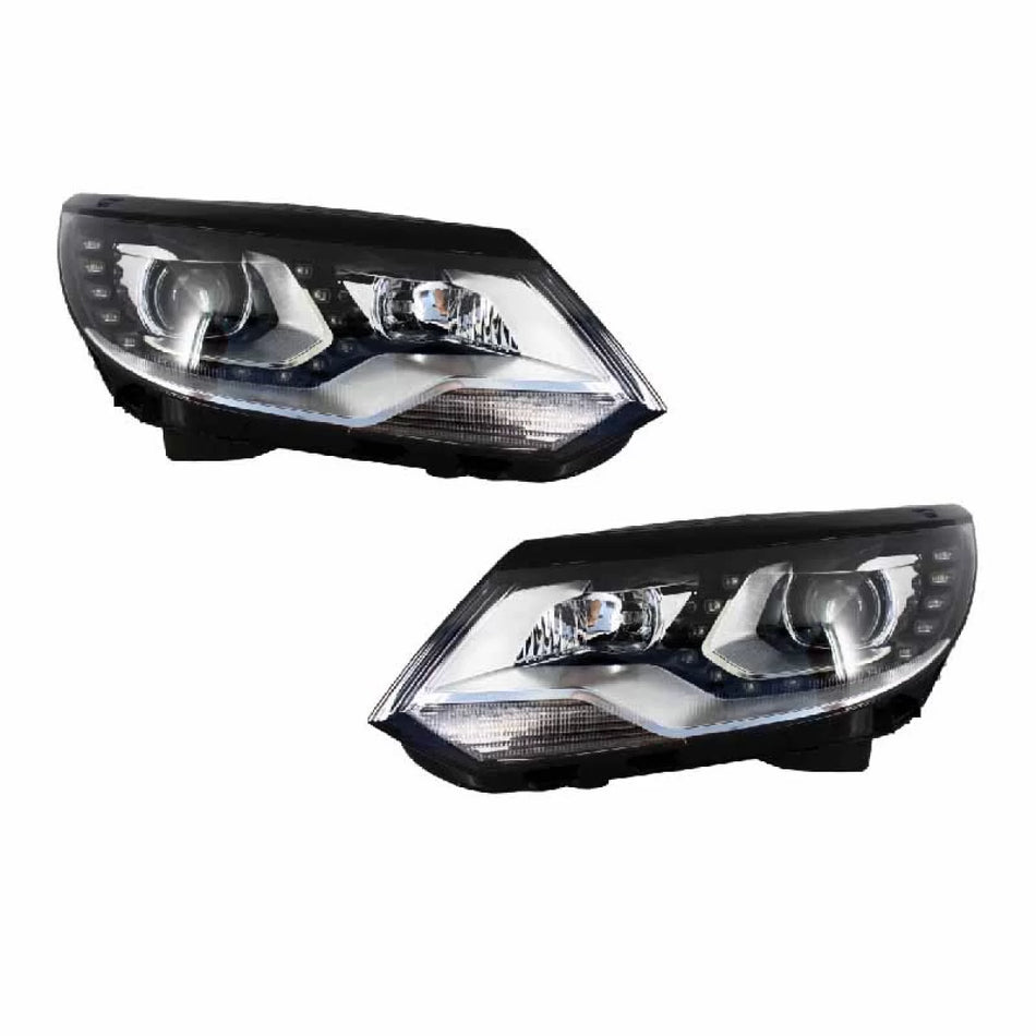 Fari Anteriori con Luci Diurne Neri H7/h7 con Motore per VW Tiguan MK1 11-15