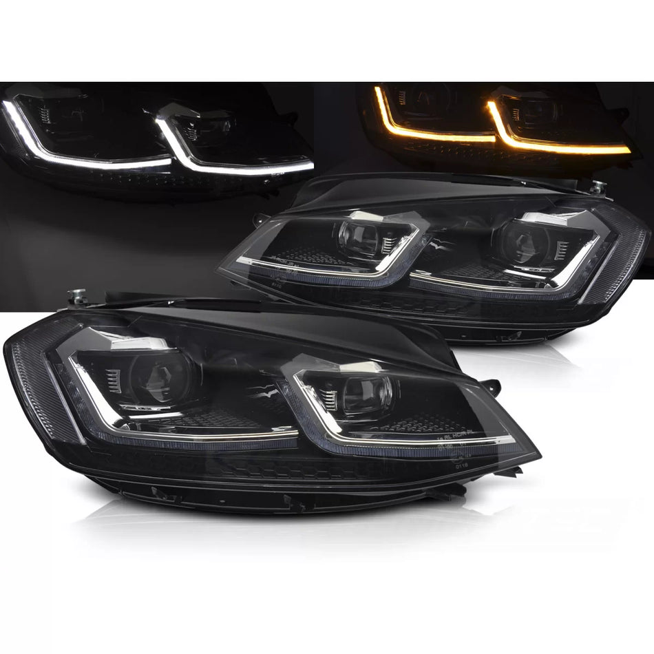 Fari Anteriori LED Argento con Luci Diurne Sequenziali per VW Golf Vii 17-19