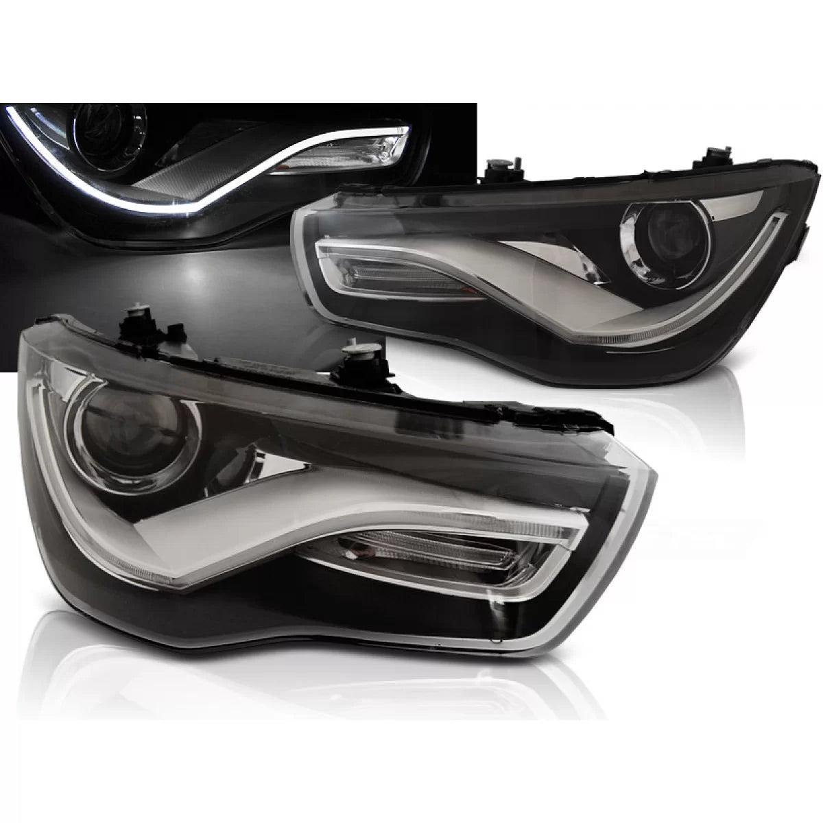 Fari con Luci Diurne True DRL Neri per Audi A1 04.10-12.14