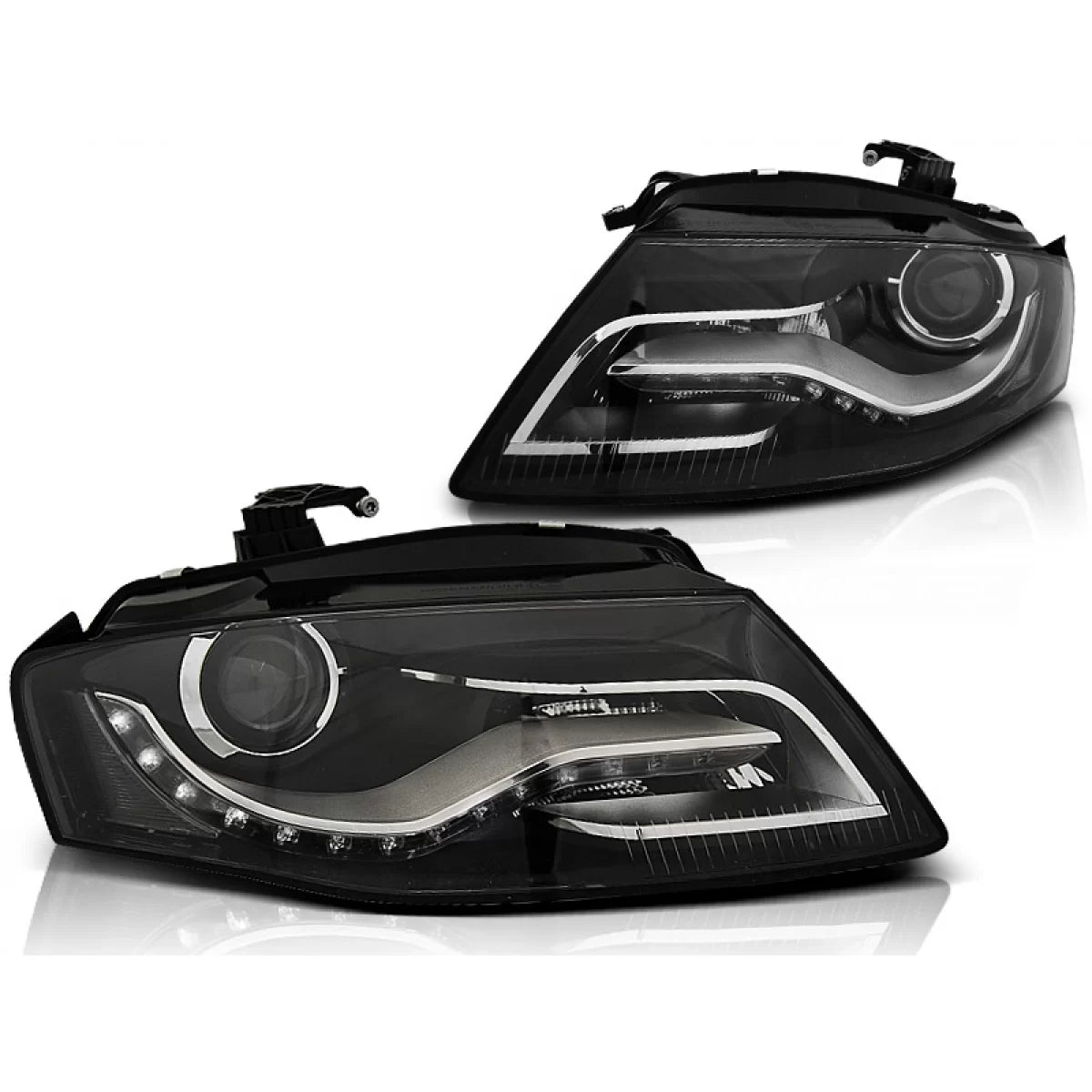 Fari Anteriori con Luci Diurne Neri per Audi A4 B8 04.08-11