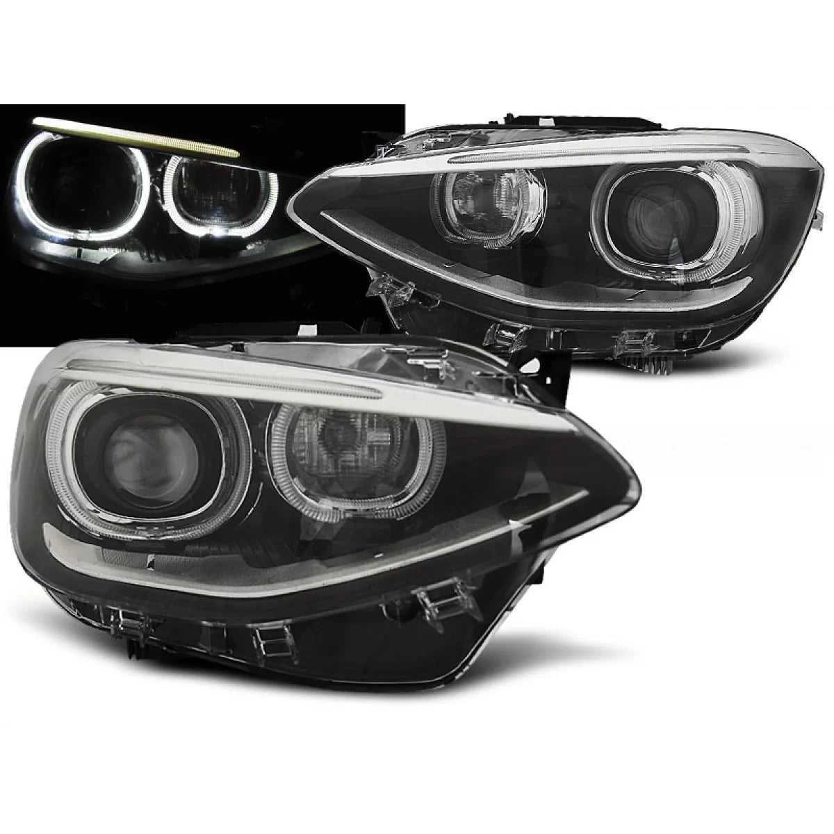 Fari Luci Diurne Neri Anteriori per BMW Serie 1 F20 F21 2011-2014