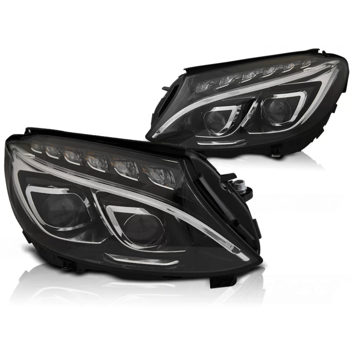 Fari Anteriori DRL Neri per Mercedes W205 2014-2018
