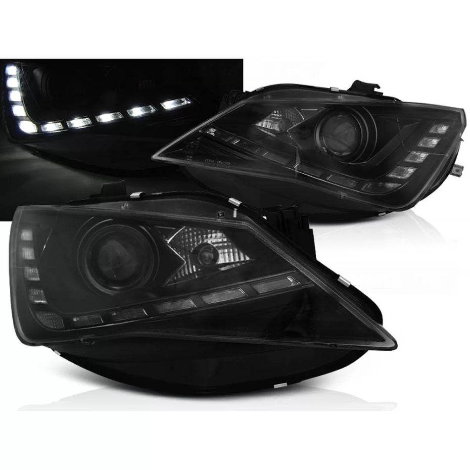 Fari Anteriori DRL Neri per Seat Ibiza 6J 12-15