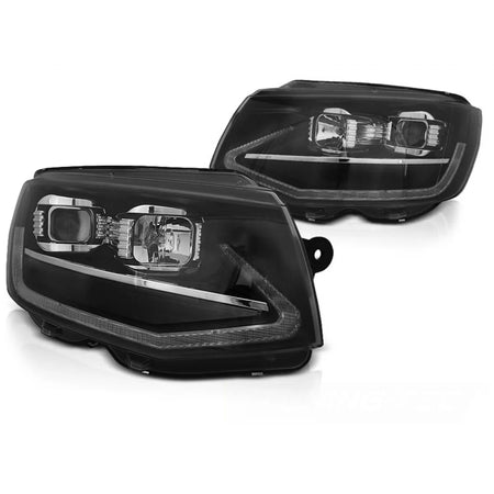 Fari Tubo Luce Neri con Luci Diurne Sequenziali per VW T6 15-19