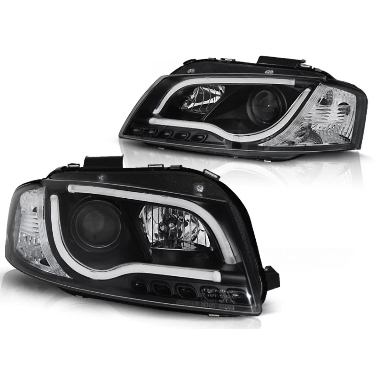 Fari Tubolari Neri Anteriori per Audi A3 8P 05.03-03.08