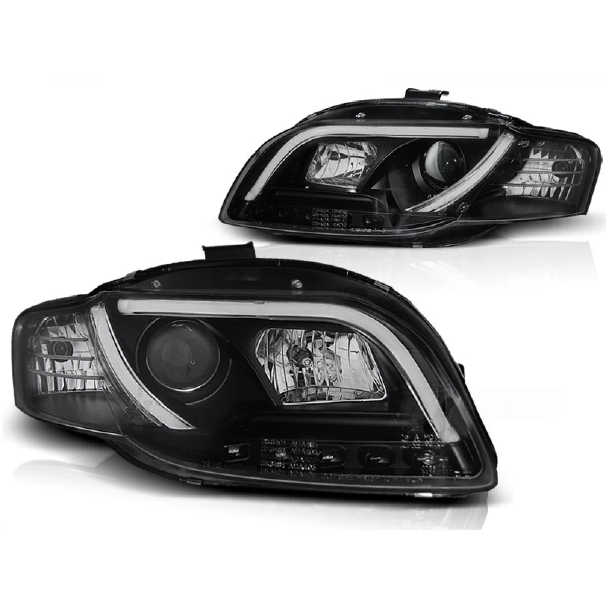 Fari Tubolari Neri Anteriori per Audi A4 B7 11.04-03.08