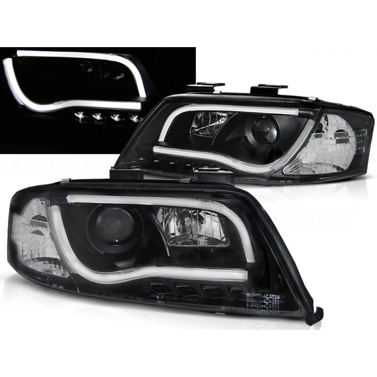 Fari Tubi Luce Neri Anteriori per Audi A6 05.97-05.01
