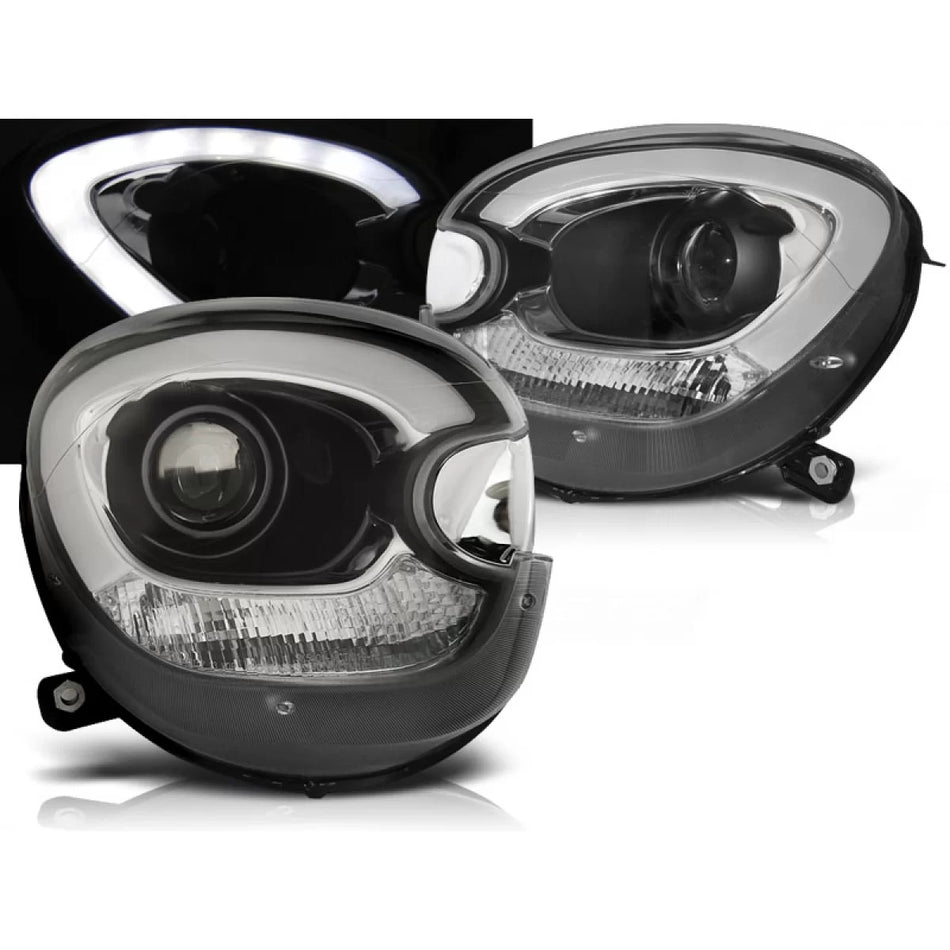 Fari Tubi Luce Neri Anteriori per BMW Mini Cooper R60 R61 Countryman 10-16