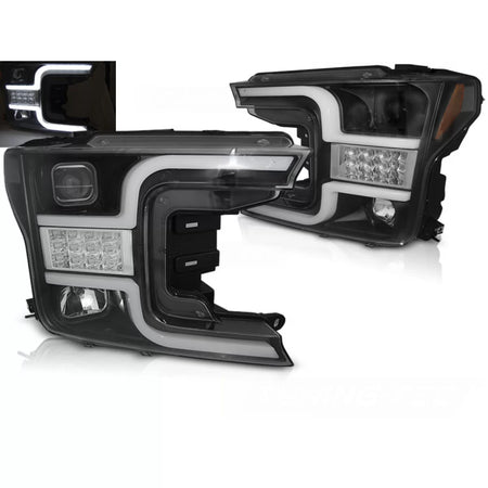Fari Tubi Luce Neri Anteriore Ford F150 MK13 2017-2020