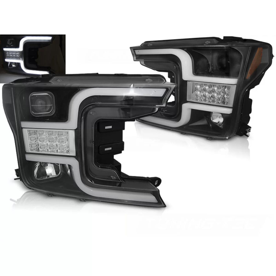 Fari Tubi Luce Neri Anteriore Ford F150 MK13 2017-2020