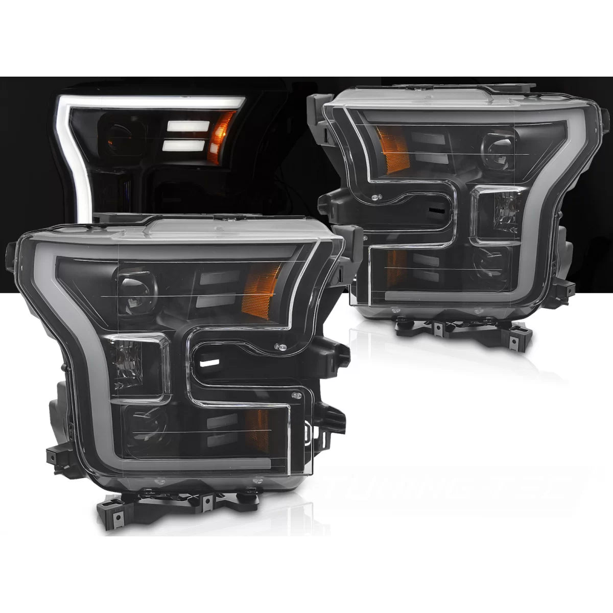 Fari Tubi Luce Neri Anteriori per Ford F150 MK13 2014-2017