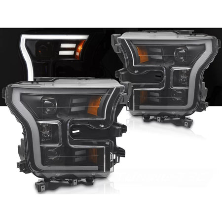 Fari Tubi Luce Neri Anteriori per Ford F150 MK13 2014-2017