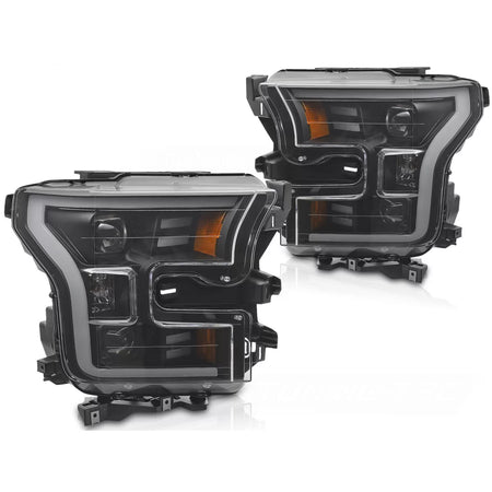 Fari Tubi Luce Neri Anteriori per Ford F150 MK13 2014-2017