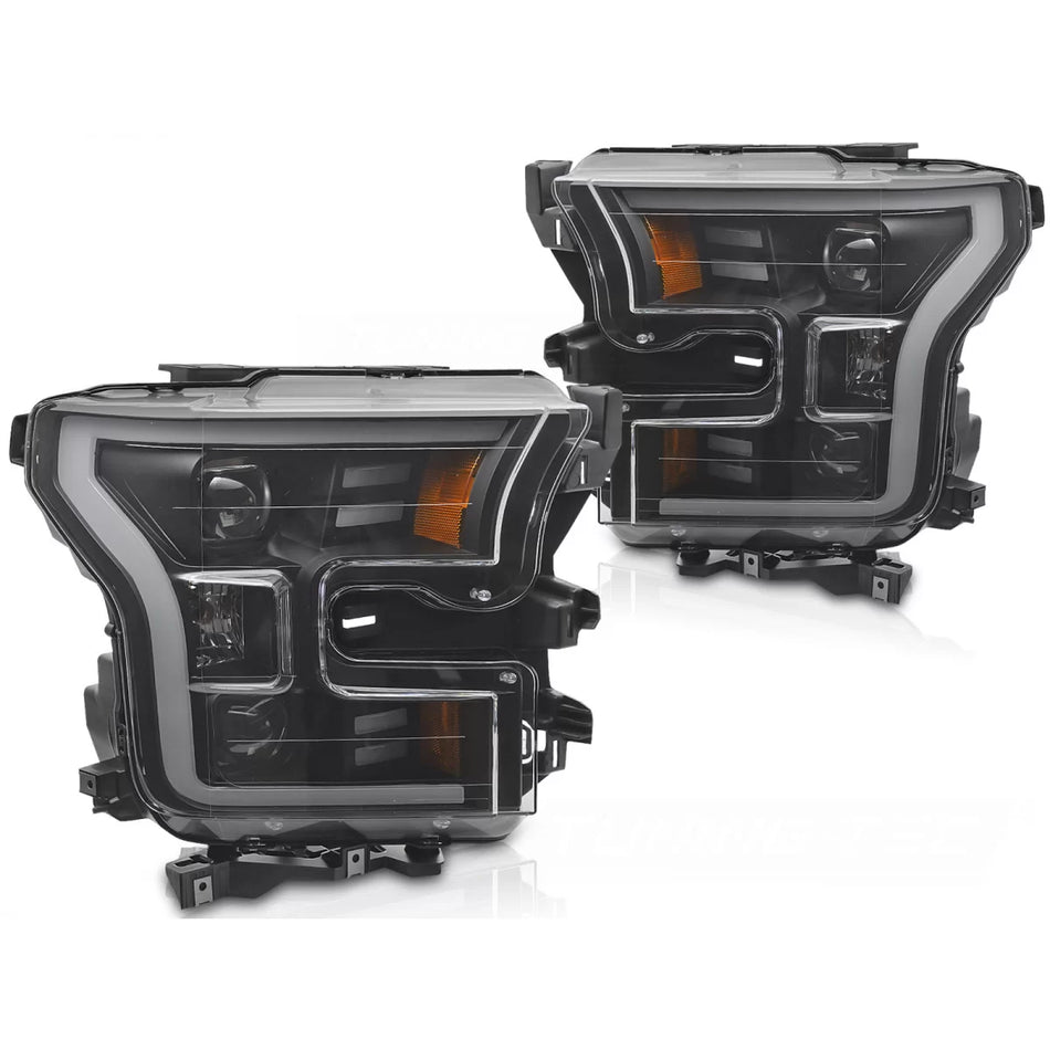 Fari Tubi Luce Neri Anteriori per Ford F150 MK13 2014-2017