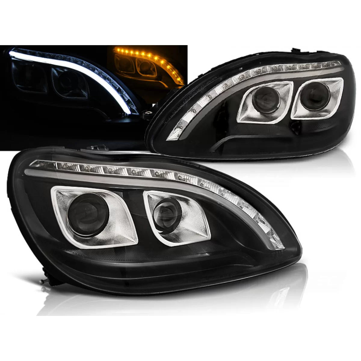 Fari Tubi Luce Neri Anteriori Mercedes S-klasa W220 09.98-05.05