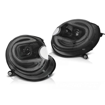 Fari Tubi Luce LED Neri Anteriori per BMW Mini Cooper 06-14