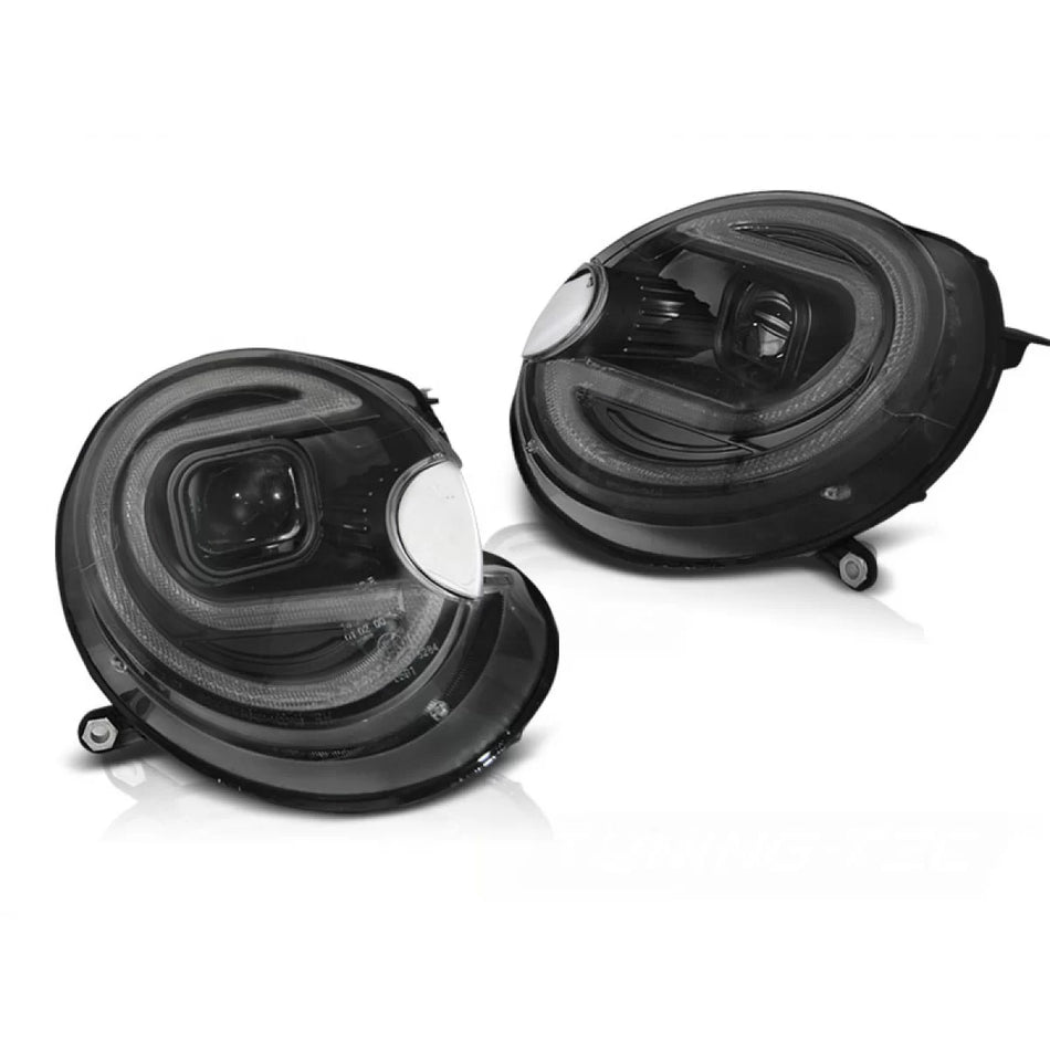 Fari Tubi Luce LED Neri Anteriori per BMW Mini Cooper 06-14