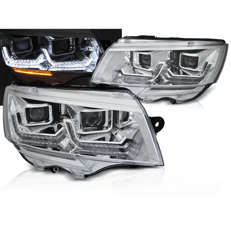 Fari Tubi Luce Diurna Cromati Anteriori VW T6.1 20