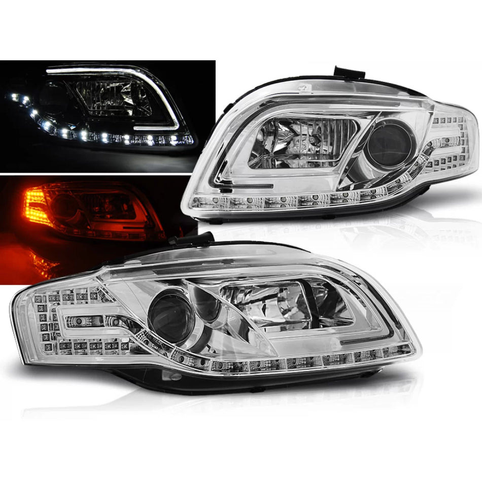 Fari Tubi Luce Cromati per Audi A4 B7 11.04-03.08
