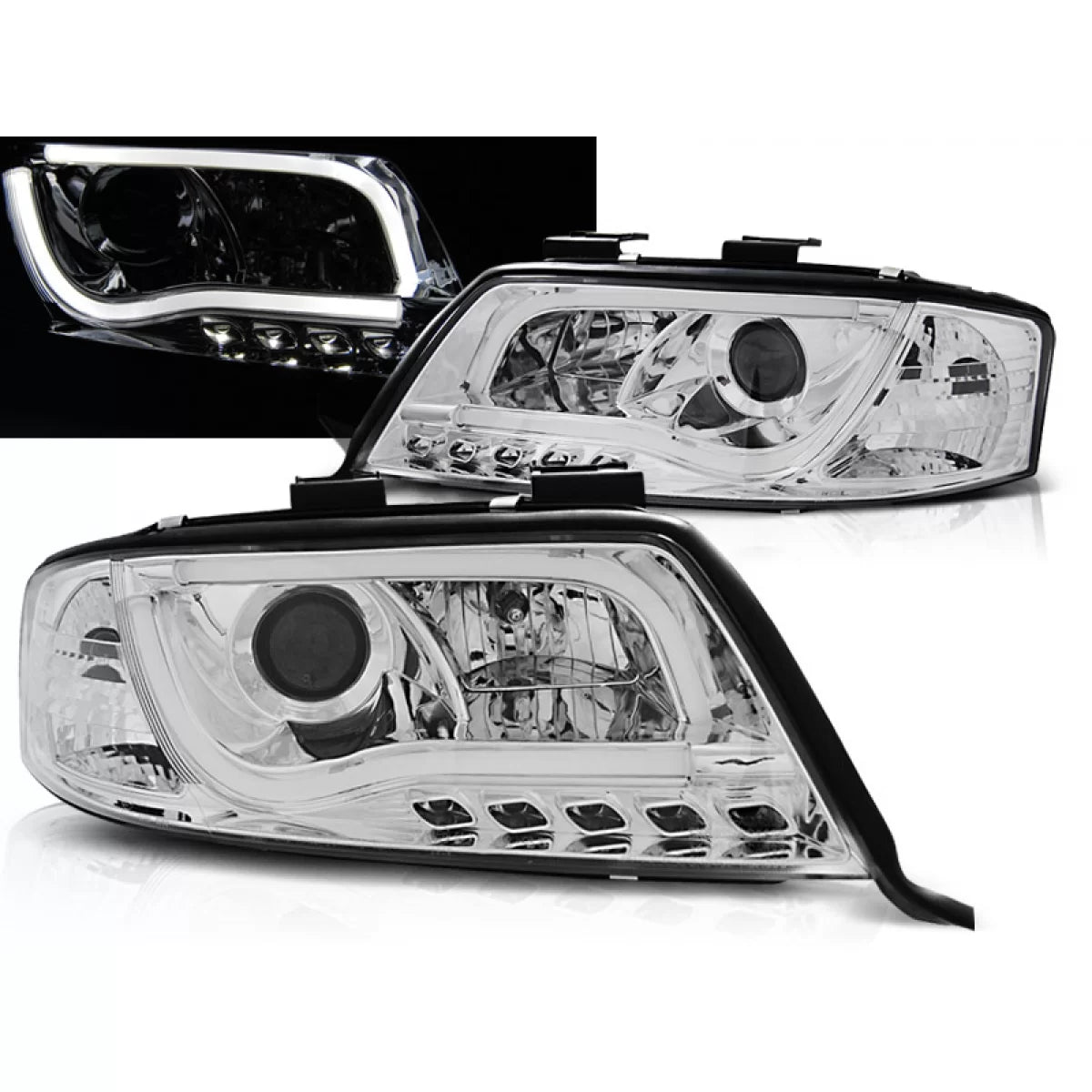 Fari con Tubo Luce Cromato Anteriore Audi A6 05.97-05.01
