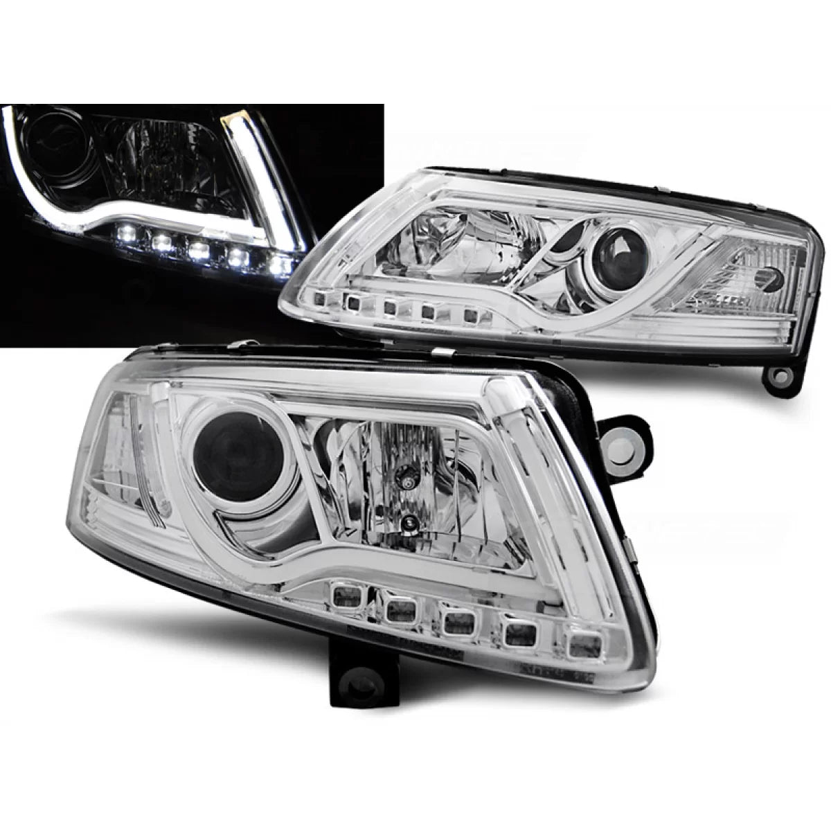 Fari Tubi Luce Cromati Anteriori per Audi A6 C6 04.04-08