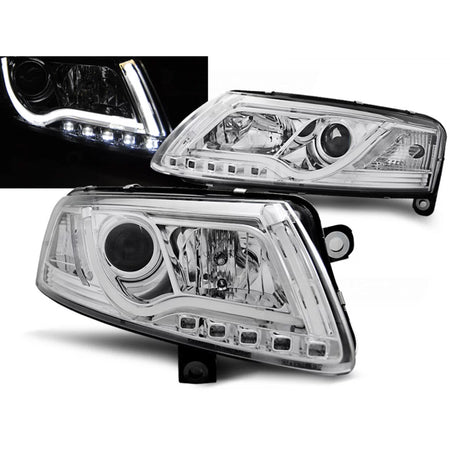 Fari Tubi Luce Cromati Anteriori per Audi A6 C6 04.04-08