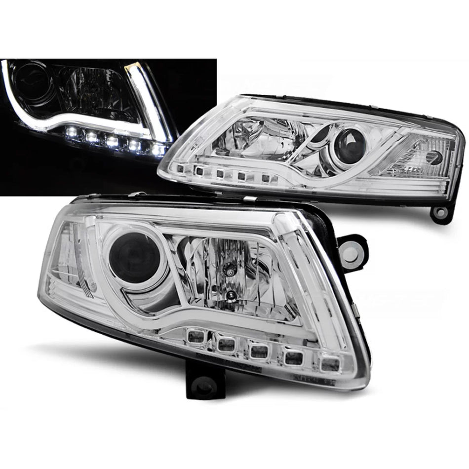Fari Tubi Luce Cromati Anteriori per Audi A6 C6 04.04-08