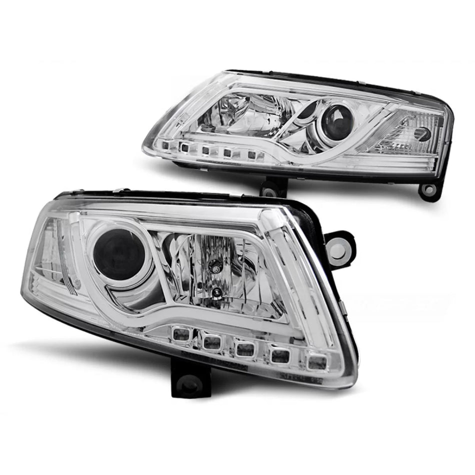 Fari Tubi Luce Cromati Anteriori per Audi A6 C6 04.04-08