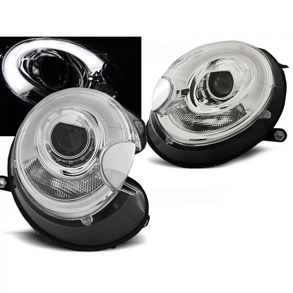 Fari Tubi Luce Cromati Anteriori per BMW Mini Cooper 06-14