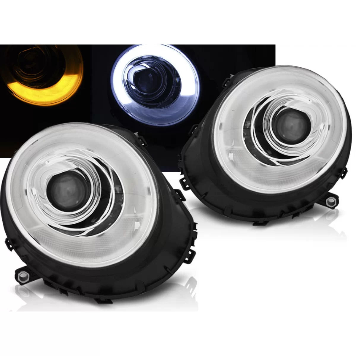 Fari Tubi Luce Cromati Anteriori per BMW Mini Cooper 06-14