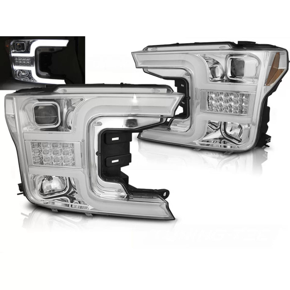 Fari Tubi Luce Cromati Anteriore Ford F150 MK13 2017-2020
