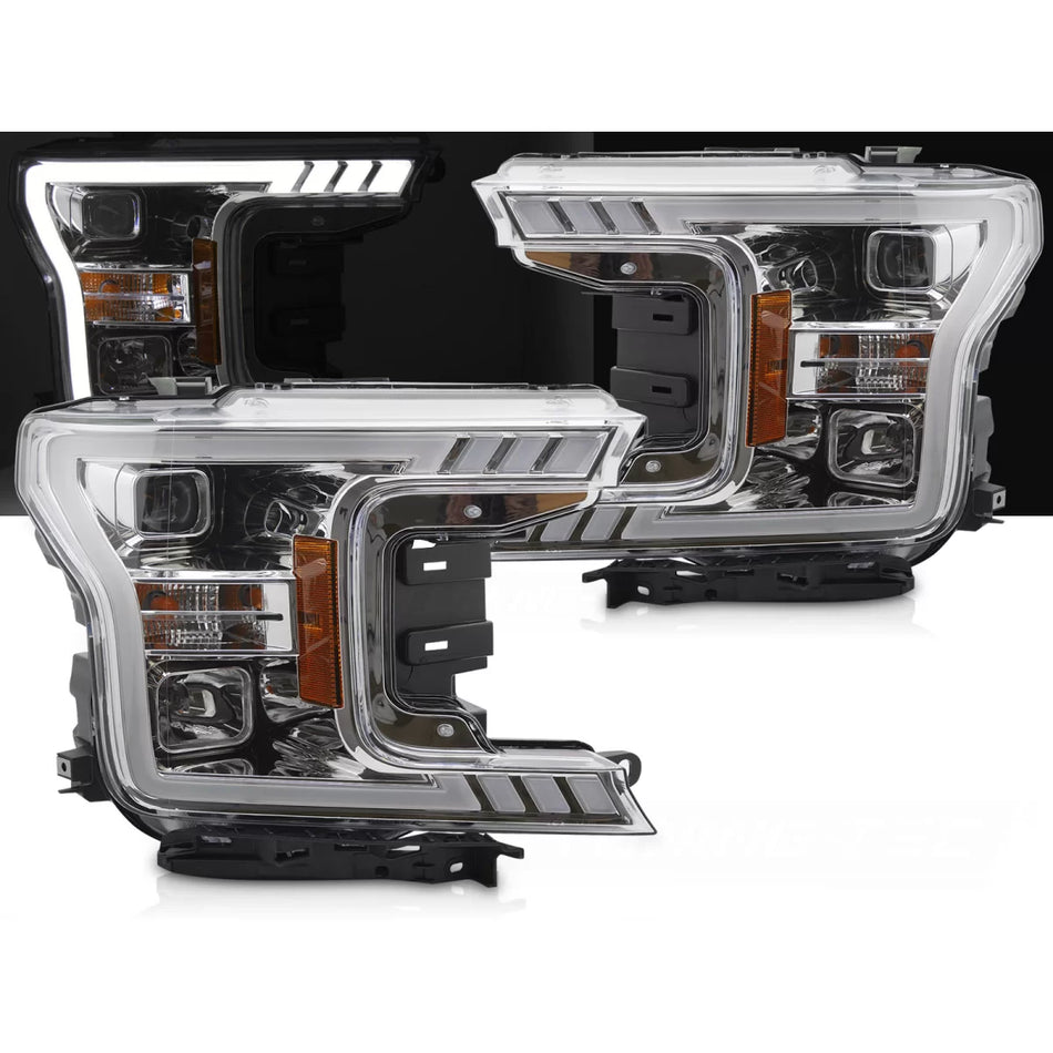 Fari Tubi Luce Cromati Anteriori per Ford F150 MK13 2017-2020