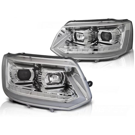 Fari Tubi Luce Cromati Anteriori per Volkswagen Transporter T5 2010-2015