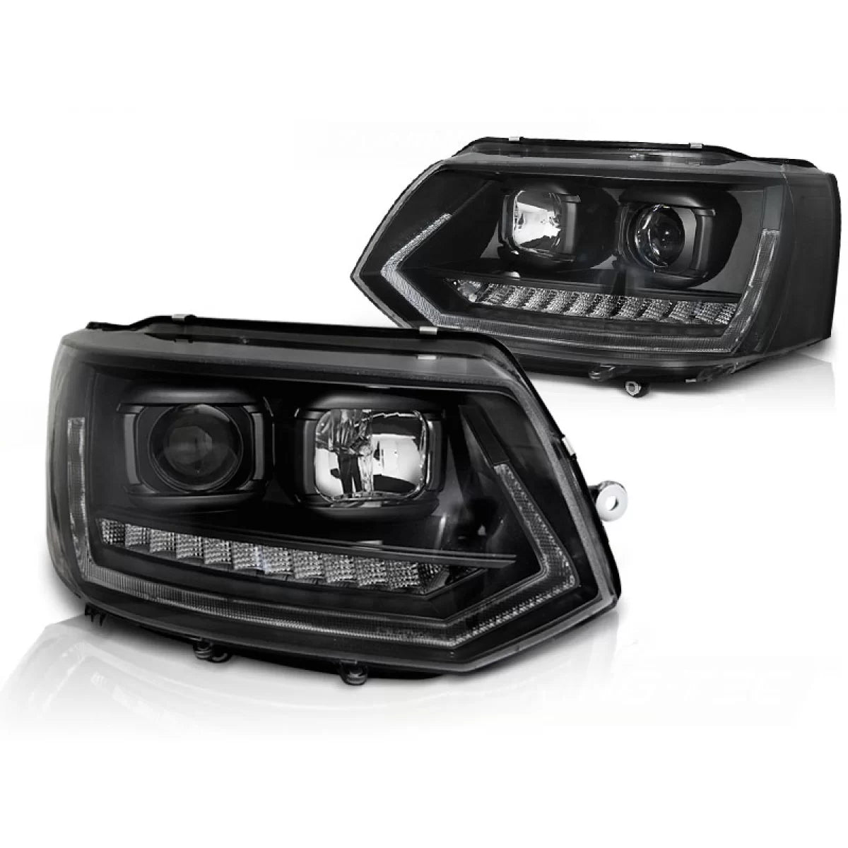 Fari con Tubo Luce Diurna Neri Anteriori VW Transporter 2010-2015