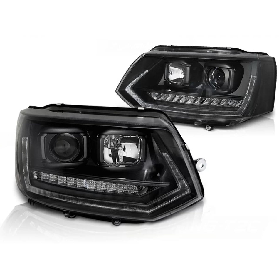 Fari con Tubo Luce Diurna Neri Anteriori VW Transporter 2010-2015
