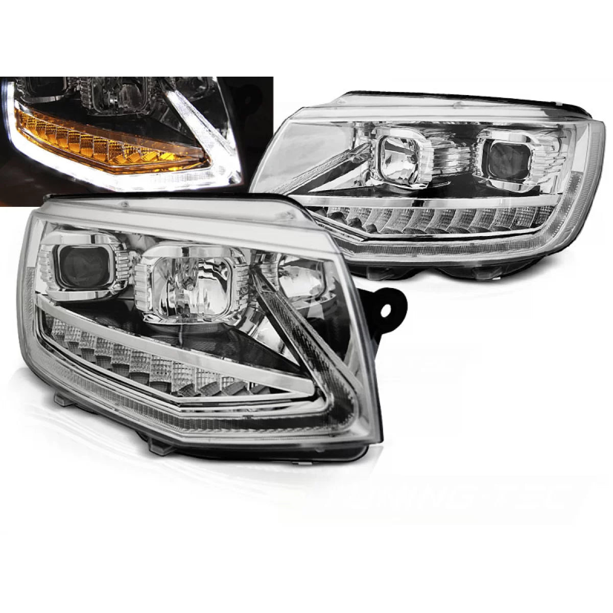 Fari Tubo Luce Diurna Cromato Anteriore VW T6 15-19