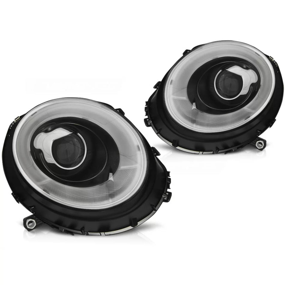 Fari Tubi Luce Neri Anteriori per BMW Mini Cooper 06-14