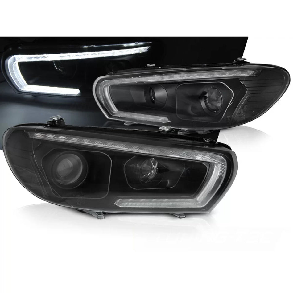 Faro Anteriore Tubo LED Nero per Volkswagen Scirocco 08-14