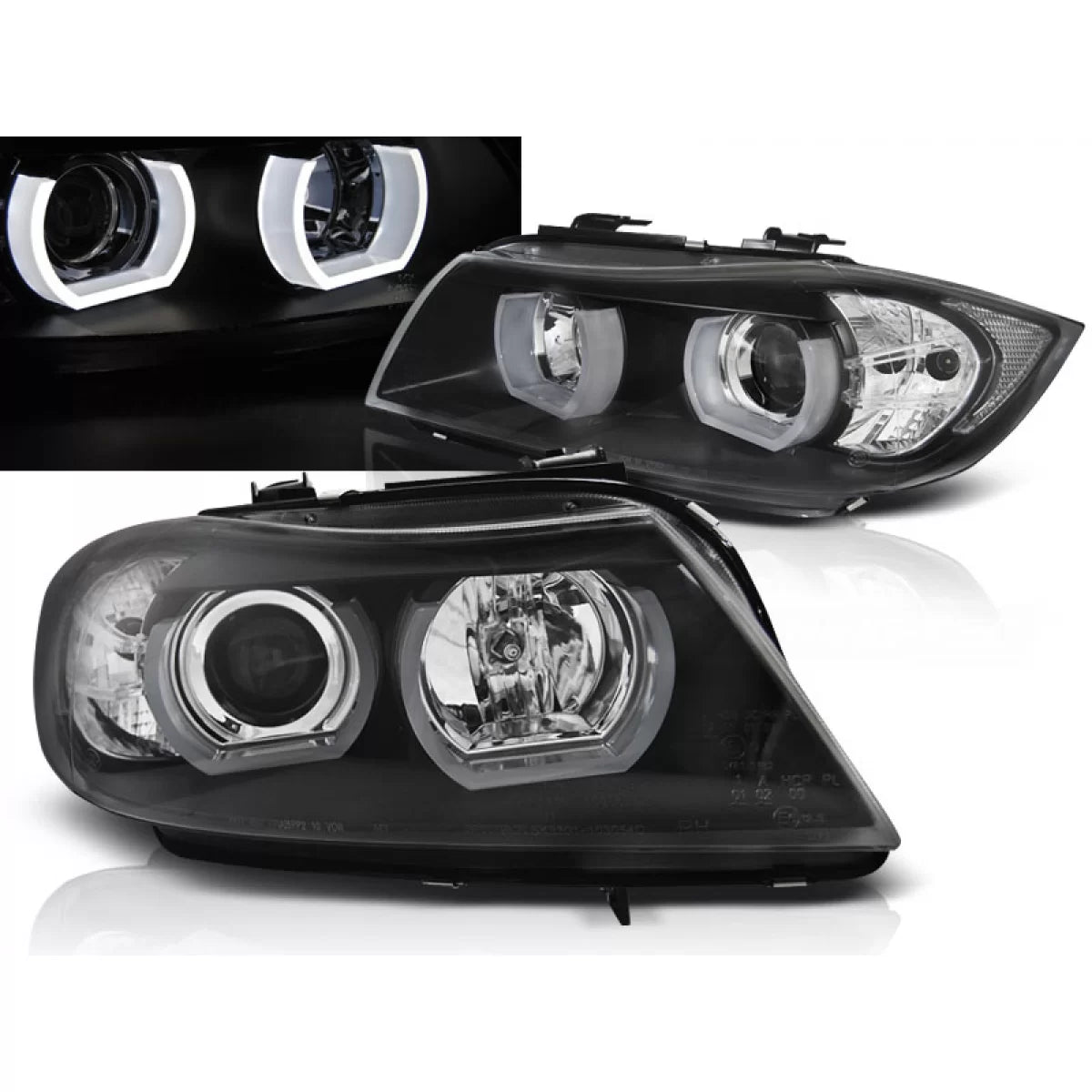 Fari U-led 3D Neri Anteriori per BMW E90 E91 03.05-08.0