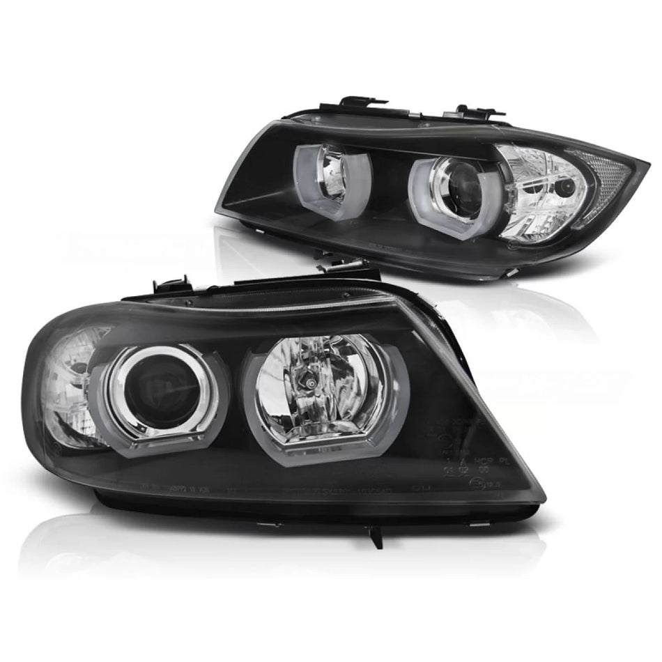 Fari U-led 3D Neri Anteriori per BMW E90 E91 03.05-08.0