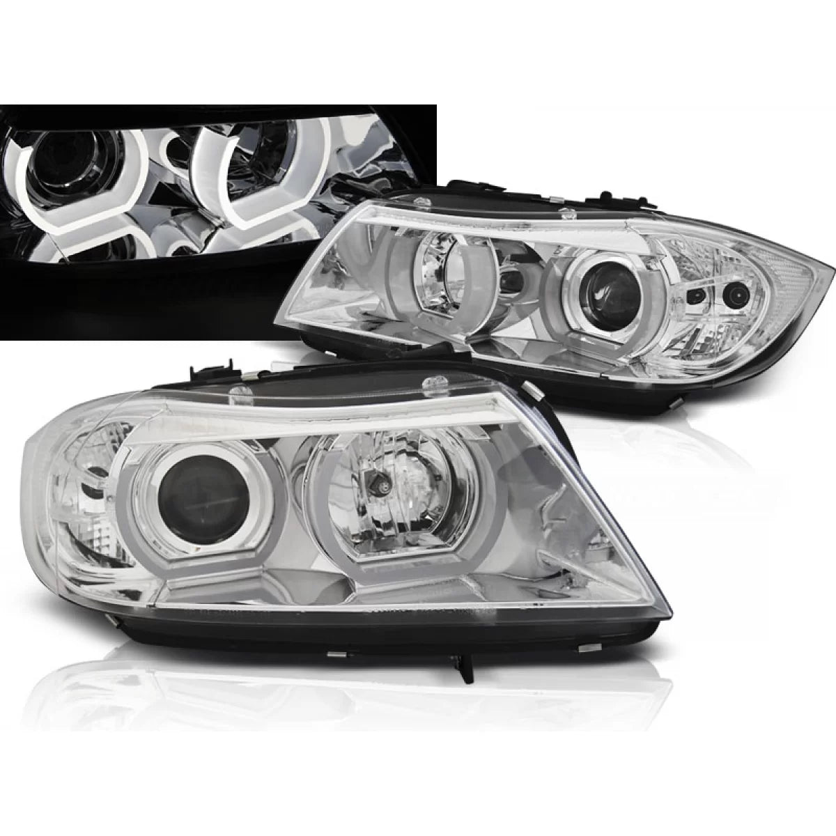 Fari U-led 3D Cromati Anteriori per BMW E90 E91 03.05-08.08