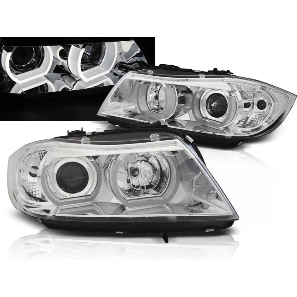 Fari U-led 3D Cromati Anteriori per BMW E90 E91 03.05-08.08